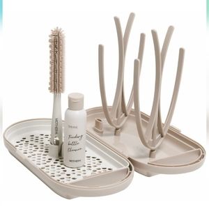 MOTHER-K Travel Baby Bottle Drying Rack Set Cream Mocha Color NWOB